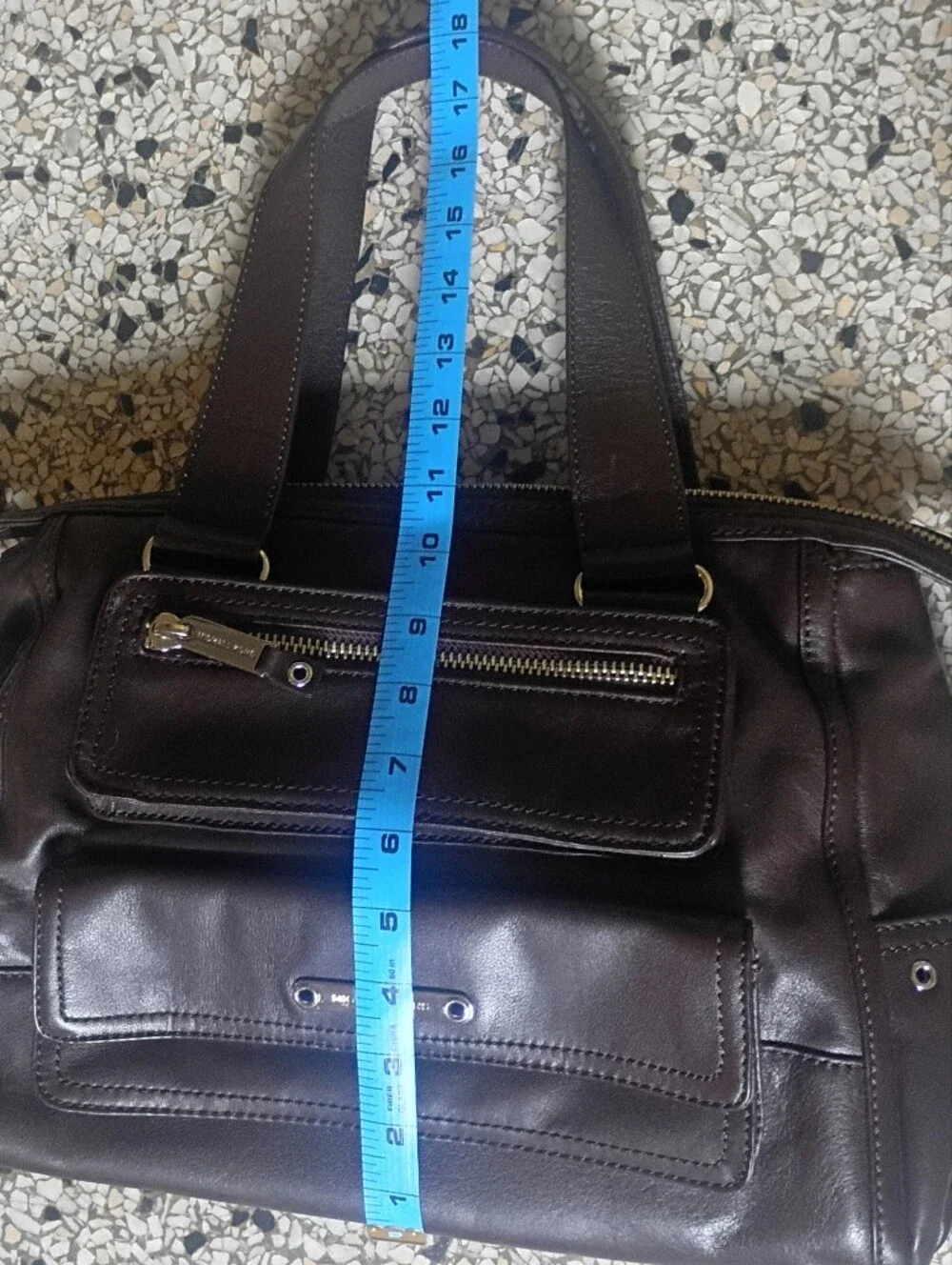 Michael Kors Brown Leather Travel Bag with Silver Hardware